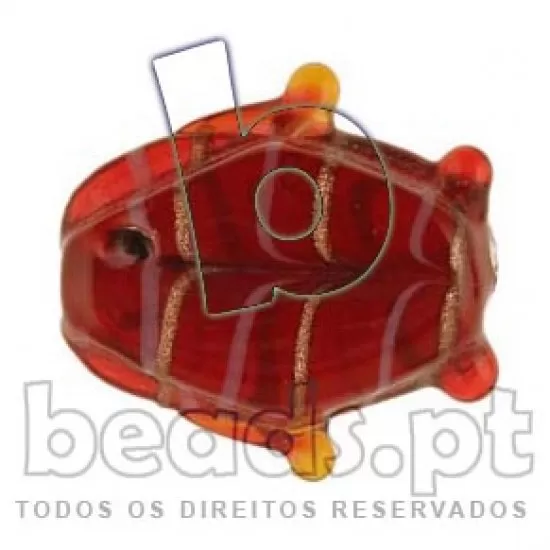 onta Peixe em Vidro Vermelho Translúcido