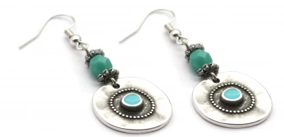 Brincos com contas facetadas e pendente