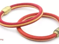 Pulseira Cabedal Vermelho Riscas