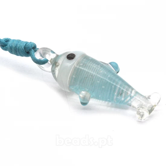 Pendente Peixe em Vidro Azul Claro 33mm