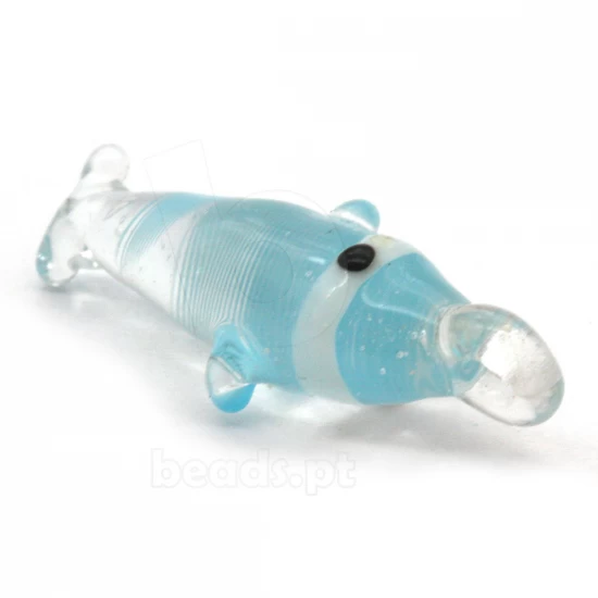 Pendente Peixe em Vidro Azul Claro 33mm