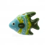 Conta Peixe em Cerâmica Decorado Azul e Verde