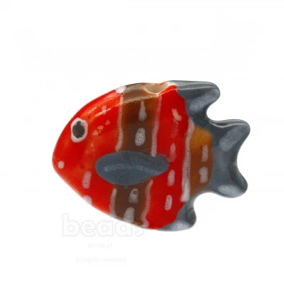 Conta Peixe em Cerâmica Decorada Vermelho