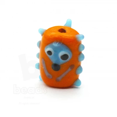 Conta Boneco em Vidro Laranja e Azul