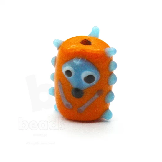 Conta Boneco em Vidro Laranja e Azul