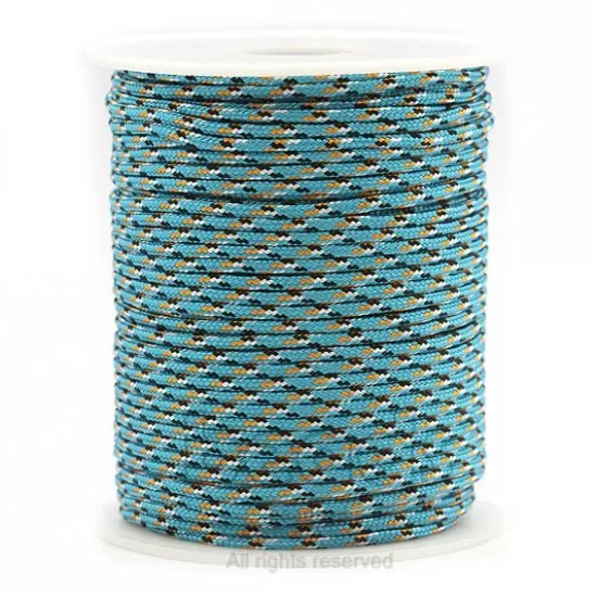 Fio Paracord 2,5 mm Multicolor Azul-Turquesa, Preto, Bege e Branco