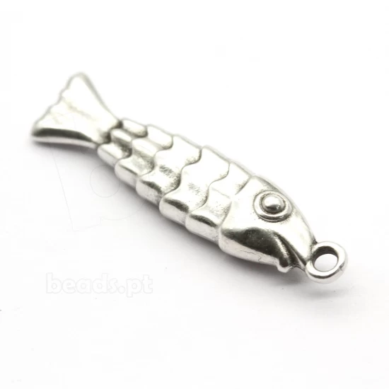 Pendente Peixe Prateado 40mm com Argola