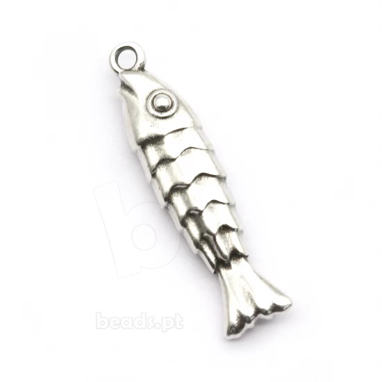 Pendente Peixe Prateado 40mm com Argola